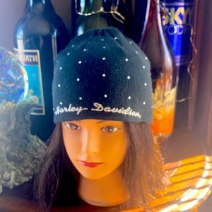 Black studded Harley Davidson Beanie hat